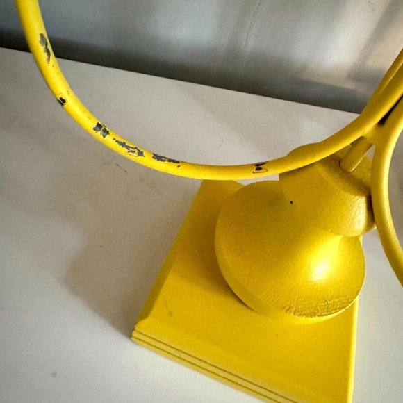 Large Vintage Funky Flower Candelabra 6 Candle Metal Wood Base 20.5” Tall - Picture 6 of 6